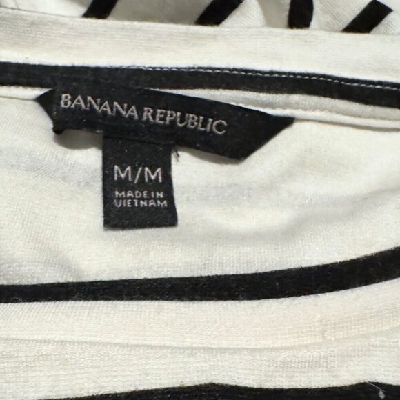 Banana Republic Black and White Striped Midi Dress – Soft Stretch, Tie Waist - Picture 5 of 7